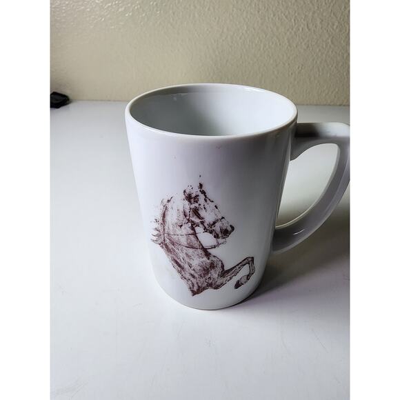 STABLE STUFF White Brown Horse Ceramic Coffee Mugs - Set of 4 - Picture 5 of 10